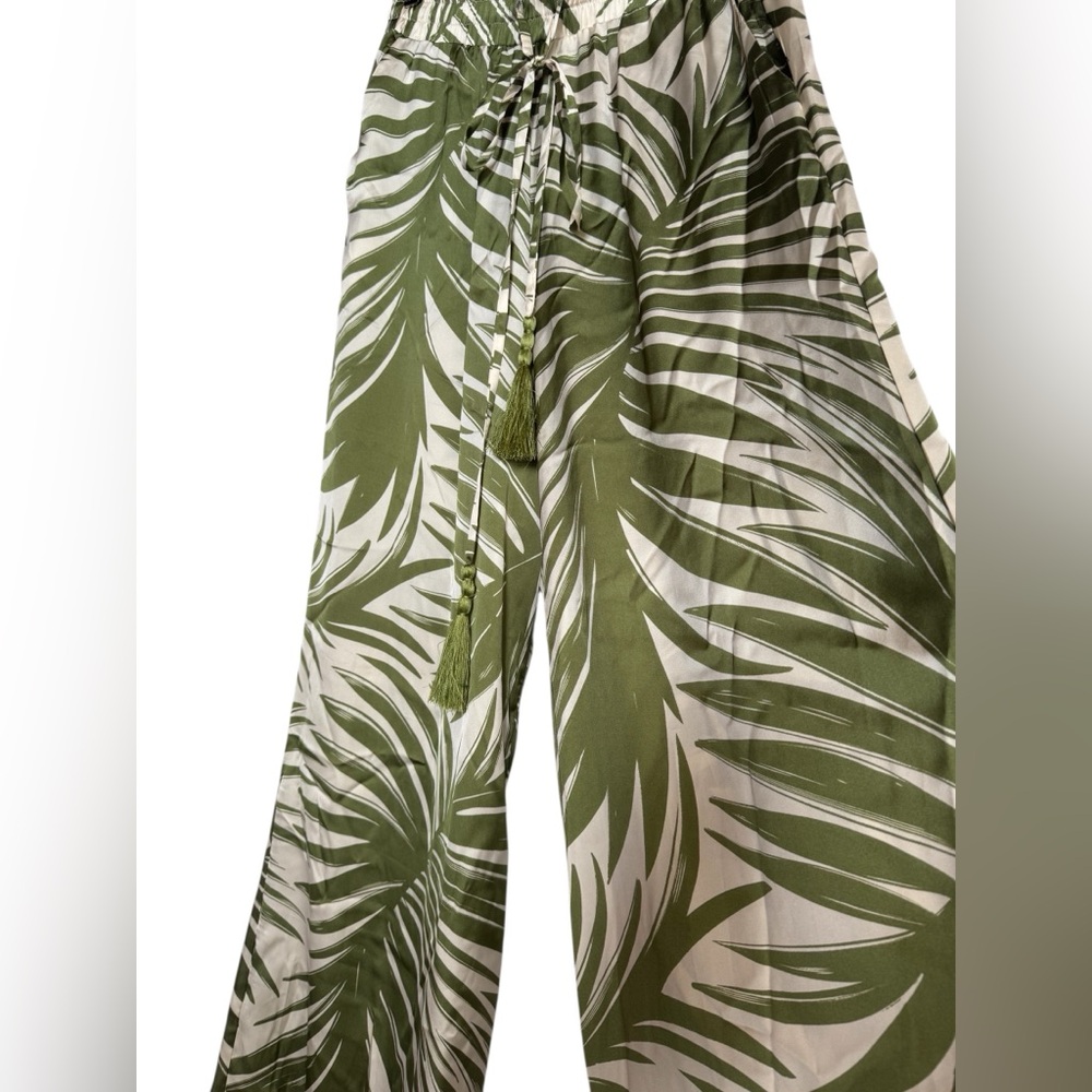 Mahina Palm Leaf Satin Baggy Pants NWT - Picture 8 of 8